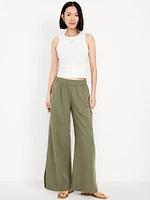 High-Waisted Crinkle Gauze Super Wide-Leg Pants