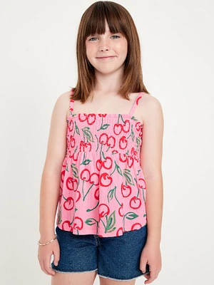 Printed Smocked Jacquard-Knit Cami Top for Girls