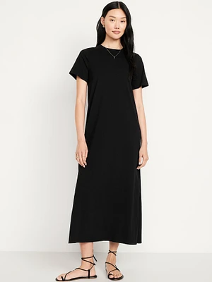Vintage Crew-Neck Maxi T-Shirt Dress