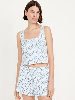 Pointelle Cropped Pajama Tank Top