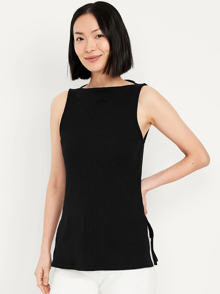 lit-Neck Ribbed Top