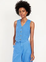 Button-Front Jean Vest