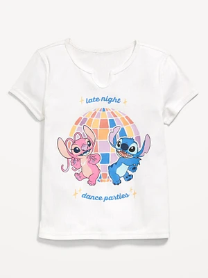 Disney Stitch & Angel Ribbed Graphic T-Shirt for Girls