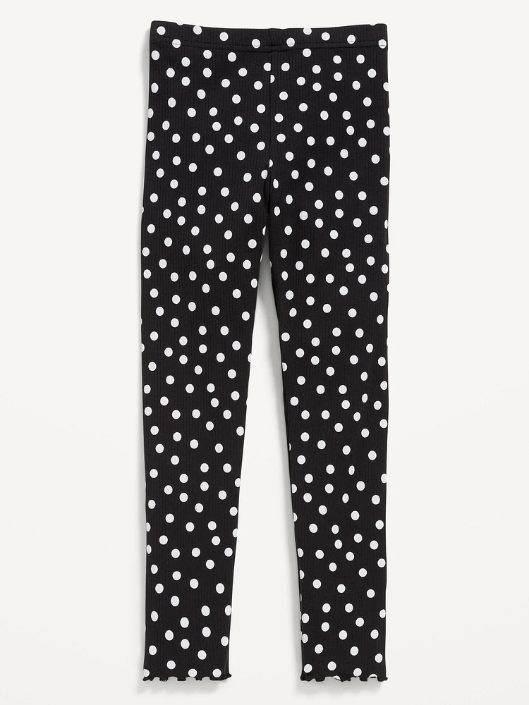 High-Waisted Lettuce Edge Rib-Knit Leggings for Girls