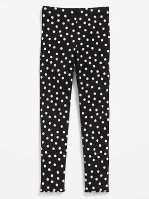 High-Waisted Lettuce Edge Rib-Knit Leggings for Girls
