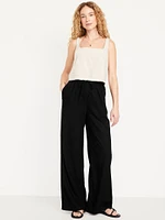 High-Waisted Linen-Blend uper Wide-Leg Pants