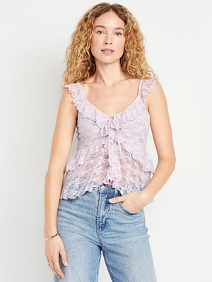 Sleeveless Lace Ruffle Top