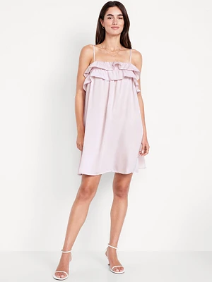 Ruffle-Trim Satin ini Dress