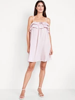 Ruffle-Trim Satin ini Dress
