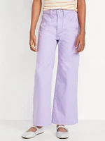 High-Waisted Embroidered Baggy Wide-Leg Jeans for Girls