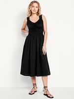 Waist-Defined Ruffled Midi Dress