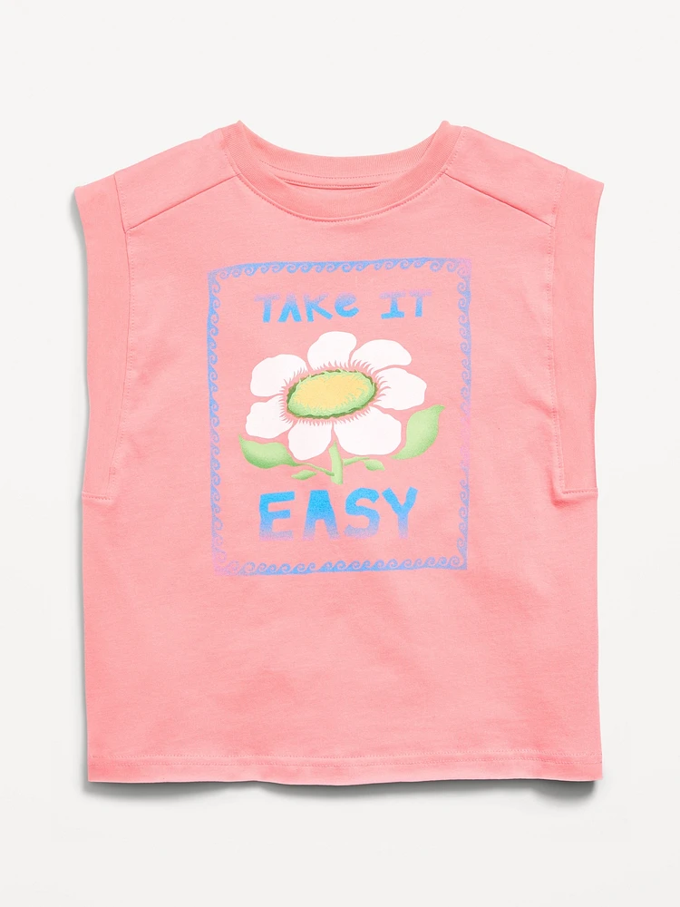 leeveless Muscle Graphic T-hirt for Girls