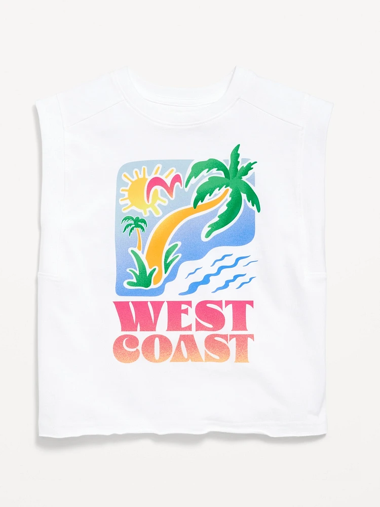 leeveless Muscle Graphic T-hirt for Girls