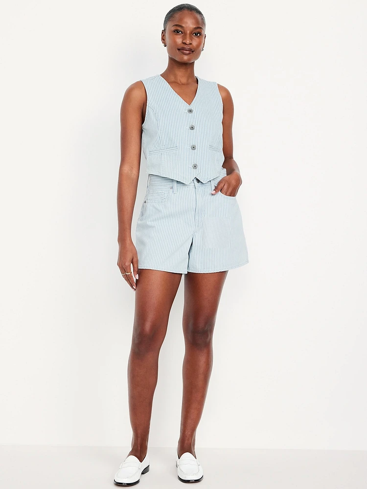 Curvy High-Waisted Baggy Jean Shorts -- 5-inch inseam