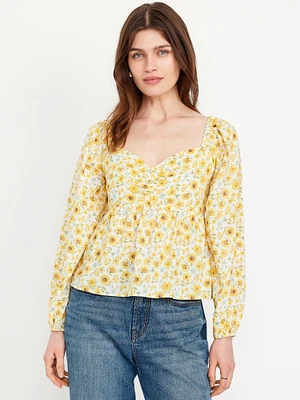 Long-Sleeve Floral Top
