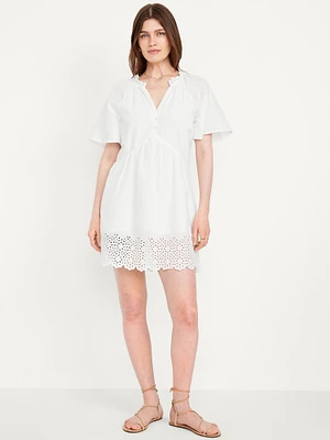 Split-Neck ini Swing Dress