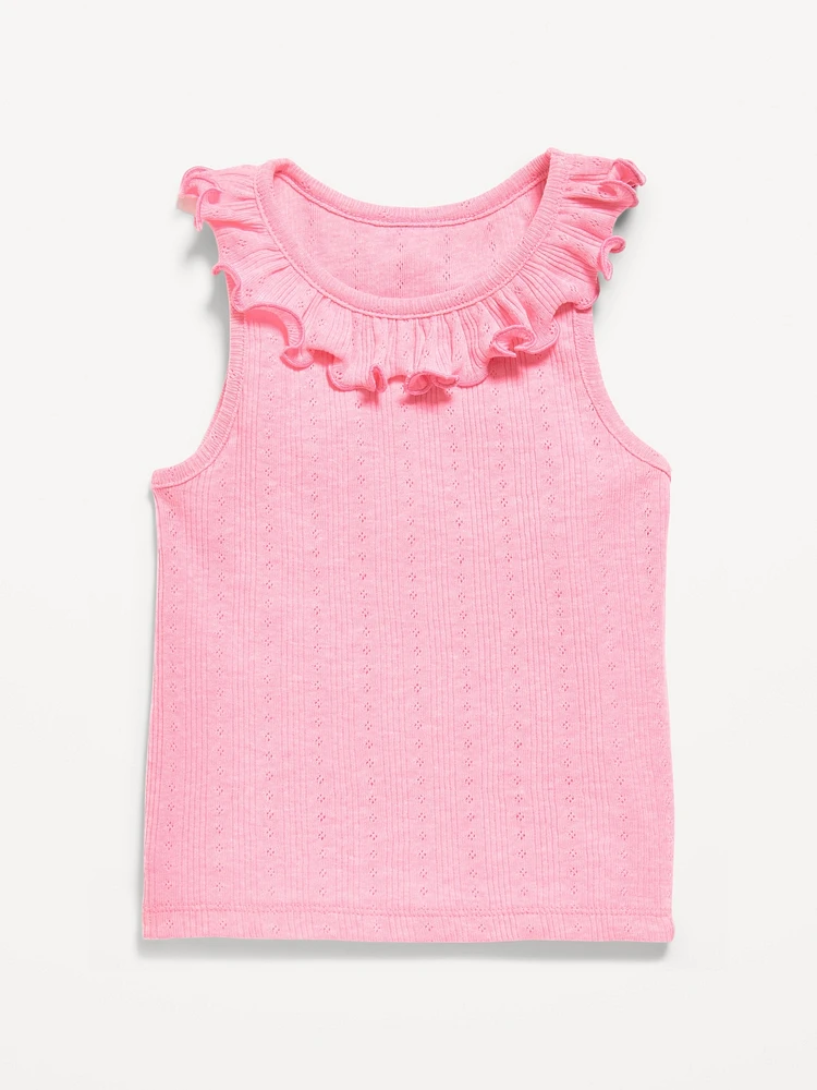 Fitted Ruffle-Neck Tank Top for Toddler Girls