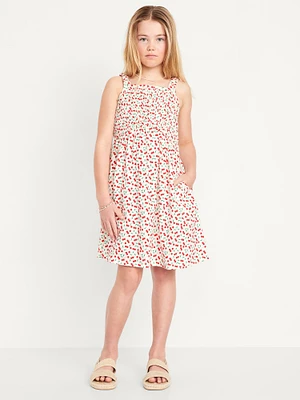 Printed Sleeveless Smocked Dress for Girls