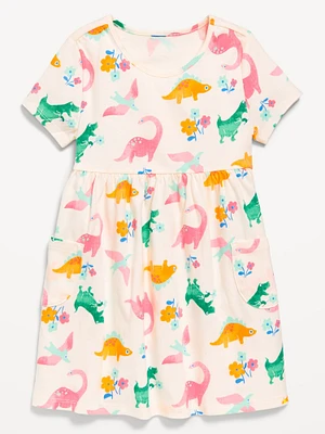 Printed Jersey-Knit Short-Sleeve Dress for Toddler Girls