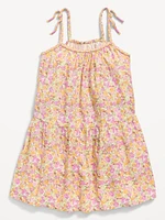 Printed Sleeveless Crinkle Crepe Tiered Dress for Toddler Girls