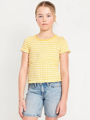 Printed Short-Sleeve Smocked Top for Girls