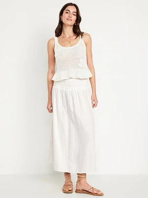 High-Waisted Crinkle Gauze mocked Maxi kirt