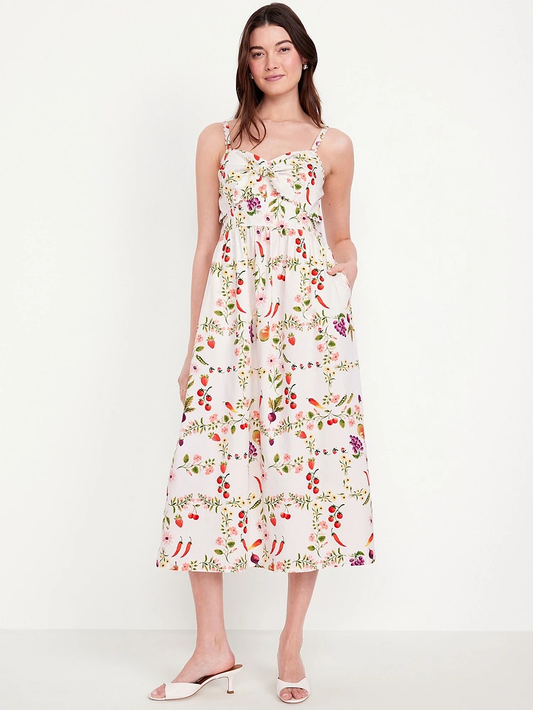 Fit & Flare Tie-Front Midi Dress