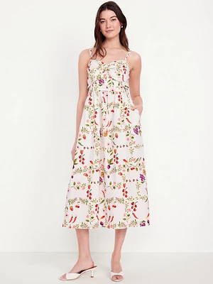 Fit & Flare Tie-Front Midi Dress