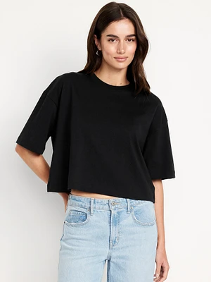 Vintage Crew-Neck Oversized Crop T-hirt