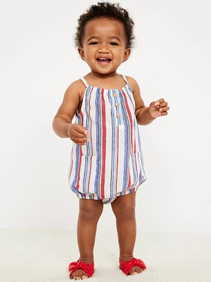 Printed Sleeveless Henley One-Piece Romper for Baby