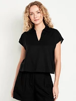 inen-Blend Cropped Popover Shirt
