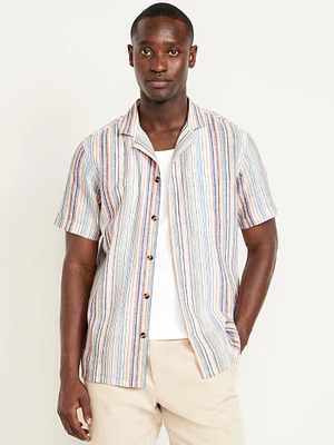 hort-leeve Linen-Blend triped Camp hirt