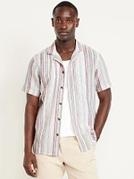 hort-leeve Linen-Blend triped Camp hirt