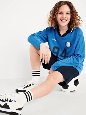 Oversized ong-Sleeve Collared Performance Top for Boys