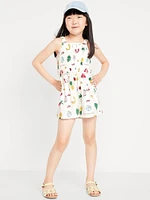Printed Sleeveless Smocked Romper for Girls