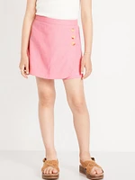 Wrap-Front inen-Blend Skort for Girls