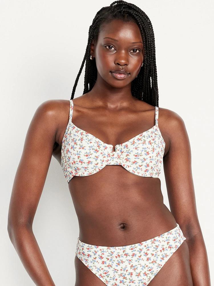 Textured Underwire Balconette Swim Top