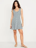 Fit & Flare Crepe Button-Front Mini Dress