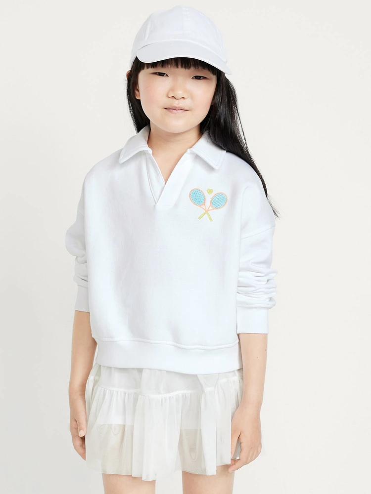 Long-Sleeve Graphic Polo Sweatshirt for Girls