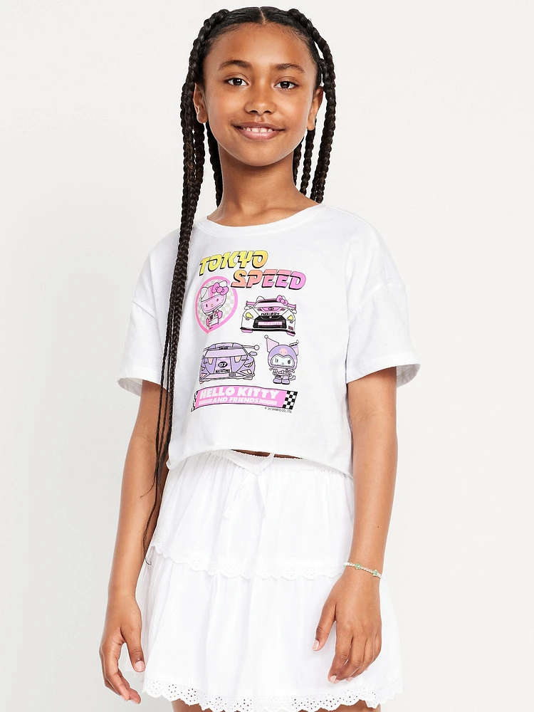 Hello Kitty Oversized Cropped Graphic T-Shirt for Girls