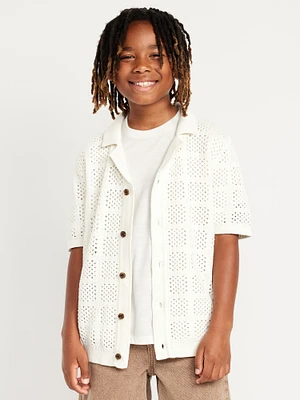 hort-leeve Crochet-Knit hirt for Boys