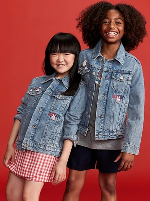 Old Navy x Disney ickey ouse Gender-Neutral Logo-Graphic Jean Trucker Jacket for Kids