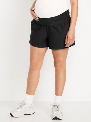 Maternity Rollover-Waist Poweroft horts - 3-inch inseam