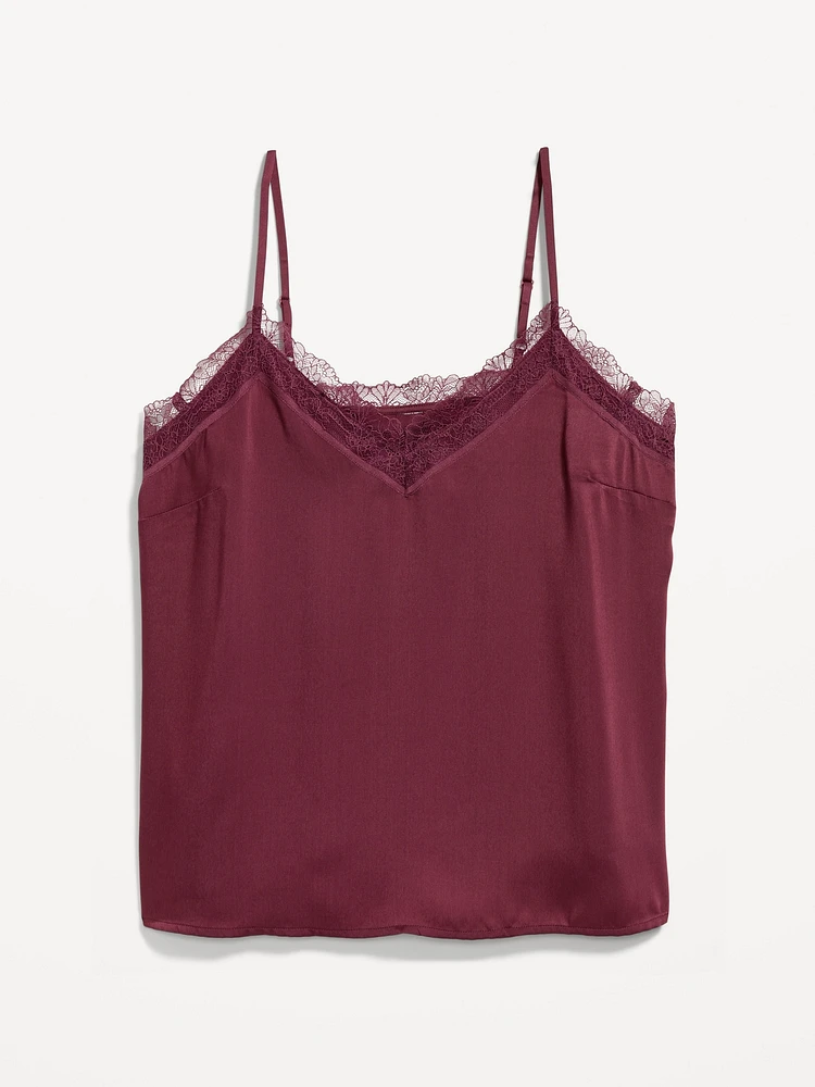 Lace-Trim Satin Cami Top