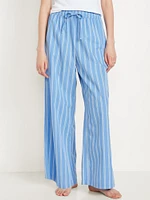 Poplin Wide-Leg Pajama Pants