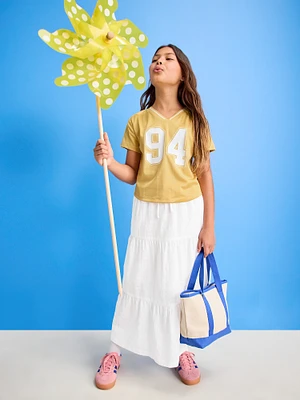 Tiered Swing Midi Skirt for Girls