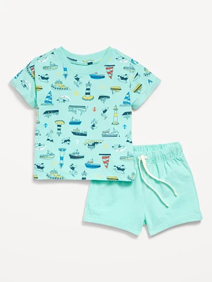 Short-Sleeve Graphic T-Shirt and Shorts Set for Baby