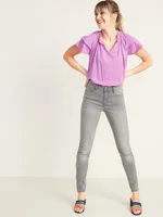 Mid-Rise Gray-Wash Rockstar Super Skinny Jeans for Women