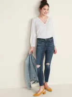 High-Waisted Rockstar Distressed Super Skinny Jeans For Women