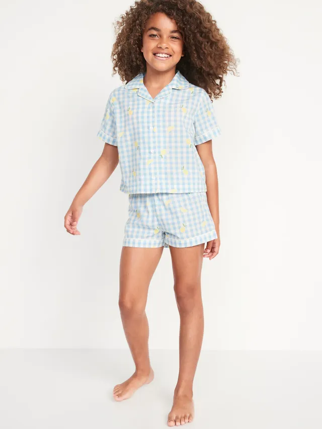 Patterned Poplin Pajama Set for Girls